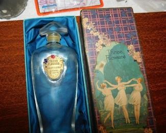 Art Deco Three Flowers Perfume Bottle with Box