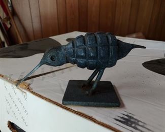 Folk Art Bird Made from Dummy Hand Grenade