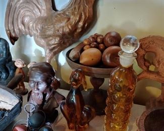 Glass Dog Figurine/Decanter/Rooster Figurine