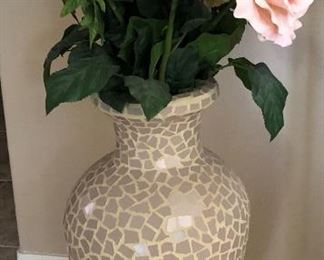 Large Mosaic Vase w Oversized Floral 
