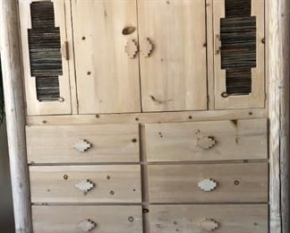 Knotty Pine Whitewash Dresser/Entertainment Unit