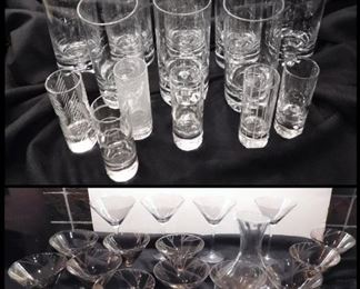 Shot Glasses, Crystal and Martini Glassware.