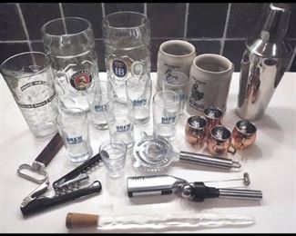 Lots'o Bar Supplies, Cork Screws,  Shot Glasses, Martini Shaker and more.