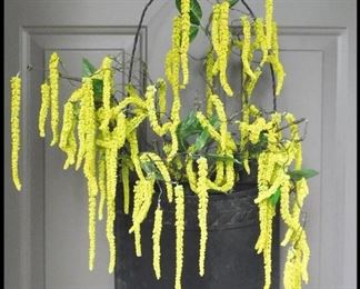 Door or Wall Art with Metal Container and Dried Flowers.