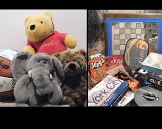 Toys, Games, Puzzles, including a Chess Board, Jenga, Scrabble and more. 