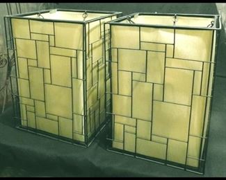 Two Contemporary Hanging Lights. They each measure approximately 13" x 13" x 18". Gorgeous !