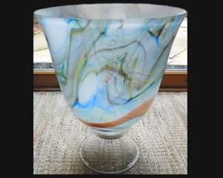 Lovely Large Glass Footed Bowl. 12.5" diameter. Approximately 16" tall.