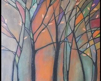  Enhanced Canvas by L. Thompson. 20" x 20". Copper leaves.