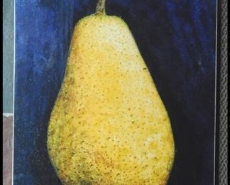  Small Pear Print. Poster on Board.