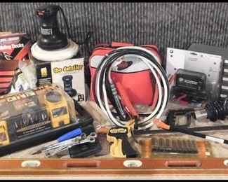 TOOLS ! Tool Sharpener, Car Buffer, Emergency Kits, Sockets, Heat Gun, Books, 4' Level, Saws and more.