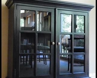  Glass Doors Cabinet. Black Satin Finish. It measures 43" x 17" x 42".