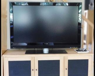 Credenza and 52" Phillips Flat Screen TV.