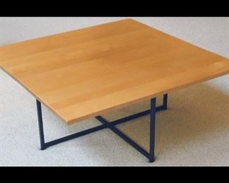  Wooden and Metal Coffee Table. Measures three feet by three feet. 
