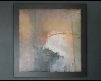 Abstract Print by Hollack. 21" x 31".  Framed in satin black. 