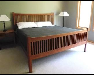 Craftsman Style King Size Bed Frame. Originally Purchased at Room & Board. Measures approximately 80" x 54".  (No mattress.)