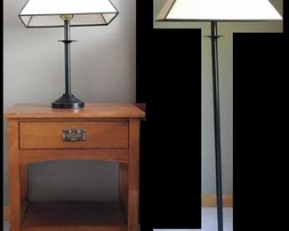  Modern Night Table and Two Lamps.