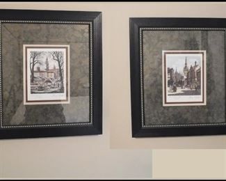 Two Small French Prints of Clock Towers of the Loire Valley. Printed Signature and Edition Information. 
