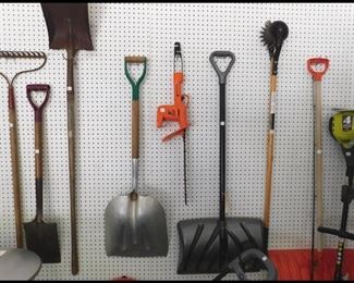 Rakes, Shovels, Trimmers and other Tools.