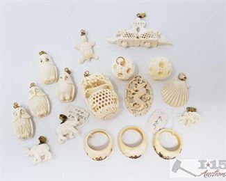 1545: 	
Carved Bone Pendents and Rings
Carved Bone Pendents and Rings