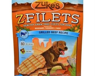 (90) cases - Zukes Pouch Z-Filets Basted Beef Dog Treats 3.25oz Multi-Colored