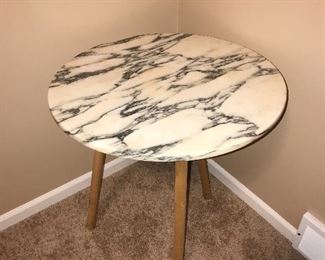 MARBLE TOP ROUND SIDE TABLE