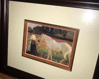 WHITE HORSE PAINTING WITH WOMAN