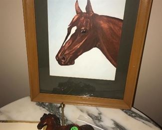 VINTAGE FRAMED HORSE PRINT 