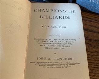 CHAMPIONSHIP BILLIARDS OLD AND NEW BY JOHN A. THATCHER