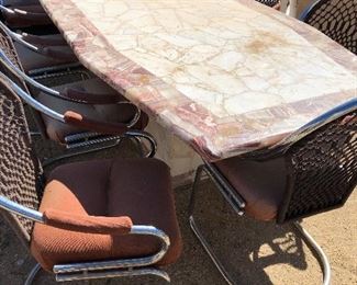 Marble table with 8 chairs!  Nice for the patio!