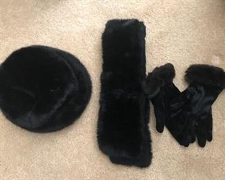 fancy gloves, collar and hat for walking home from the opera in the snow.