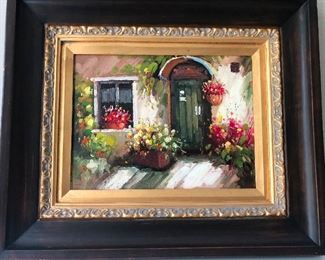 painting of quaint Italian courtyard -- I miss Naples!