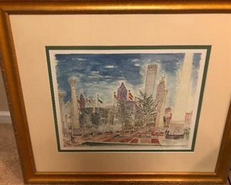 Painting of something serious with flags