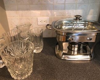 fancy chafing dish and crystal pictures!