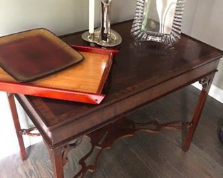 chastity-belt table again, plus serving trays for Baby Jane to accommodate her infirm sister. Also, upright, see-through membrane of some kind