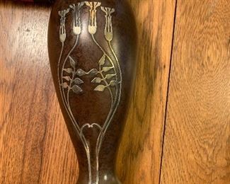Vintage 12” tall Heintz Sterling on bronze vase