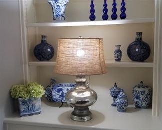 collection of blue and w pottery ( some new and some antique)