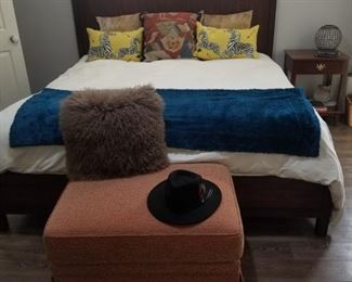 King bed wooden headboard and frame, (ottoman is SOLD)