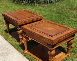 wood end tables and not shown a coffee table to match