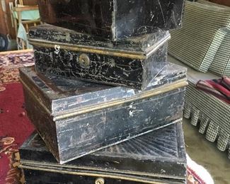 Vintage metal storage boxes