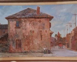 Fritz painting appears to be oil on board and is about 13" X 26".