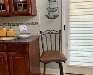 Wrought Iron and Leather Bar Stools