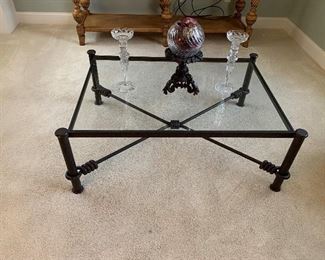Wrought Iron and Glass Coffee Table