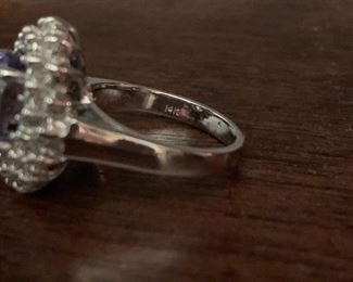 3.56 ctw Tanzanite and Diamond Ring with 14K Gold Band