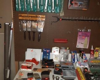 Projector Screen, Paint Brushes, Wrenches, Pliers, Clamps, Caulk, Rulers and more