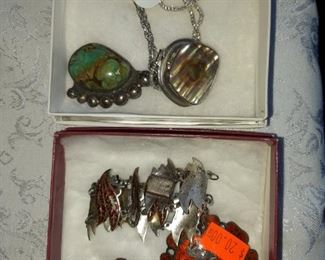 Vintage enamel Siam Sterling Jewelry set
