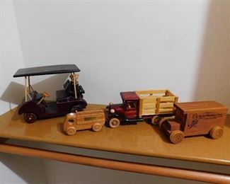 Lot of Wooden Vehicles (one is a bank)