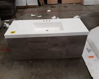 Domani SL48P2-WO Stella 48.5″ x 18.75″ Wall Hung Vanity with Cultured Marble Vanity Top