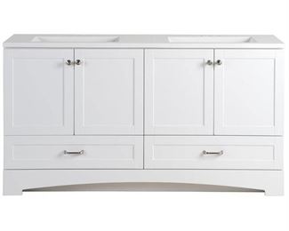 Lancaster 60.25 in. W Bathroom Vanity in White with Cultured Marble Vanity Top in White with White Sink