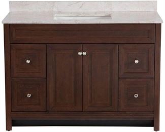 Brinkhill 49 in. W x 39 in. H x 22 in. D Bathroom Vanity in Cognac with Stone Effect Vanity Top in Dune