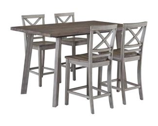 Fairhaven Counter Height Table and Four Chairs Set, Gray